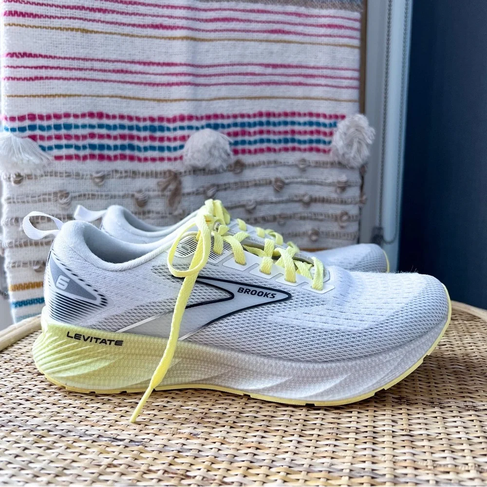 Brooks Women's White and Yellow Running Shoes - Picture 2 of 8